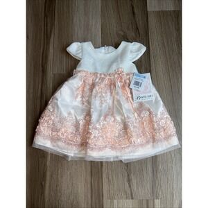 Bonnie Baby Girls Dress Pink Floral Embroidered Size 6-9 Months New With Tags